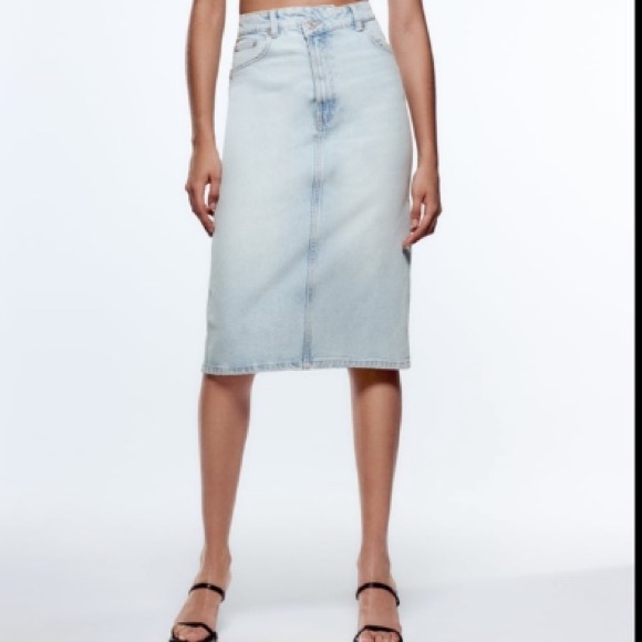 Zara Side Slit Denim Skirt NWT - Picture 3 of 13